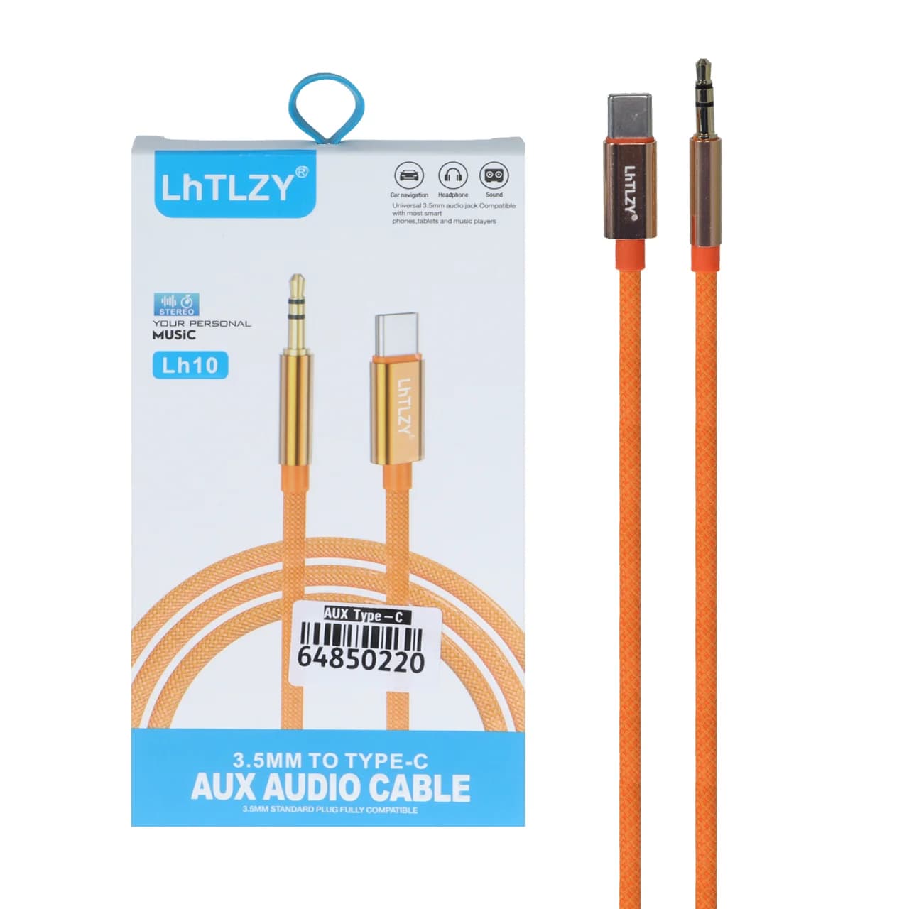 کابل Lhtlzy AUX To Type-C مدل Lh10 – نارنجی – ASP (گارانتی شش ماهه آروین) — تصویر ۲