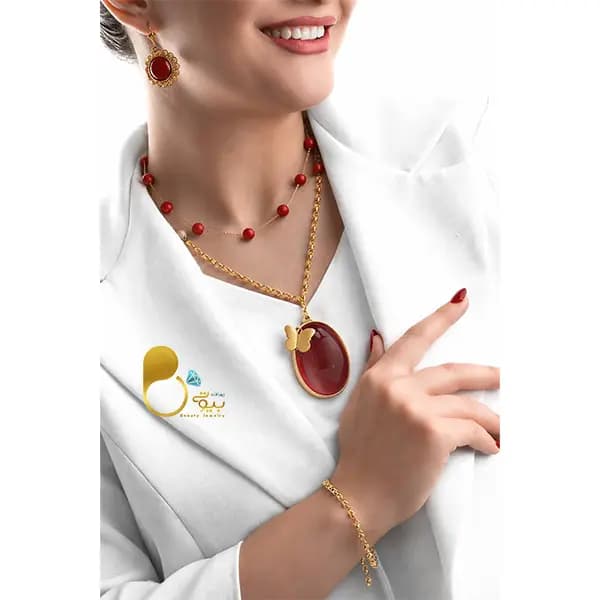 ست فیروزه و عقیق پروانه بحرینی دوبل — تصویر ۵
