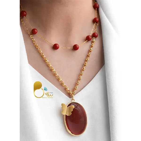 ست فیروزه و عقیق پروانه بحرینی دوبل — تصویر ۳