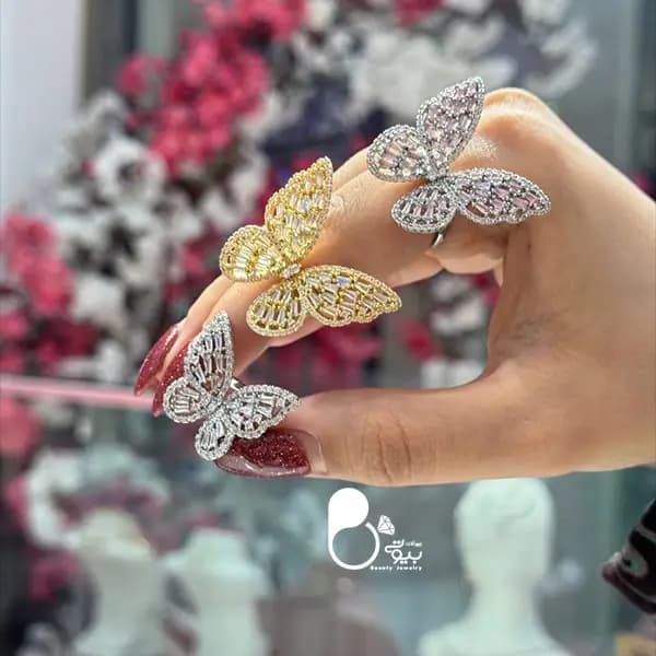 انگشتر پروانه نگین باگت جواهری