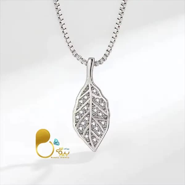 گردنبند برگ نگینی سیلور — تصویر ۶