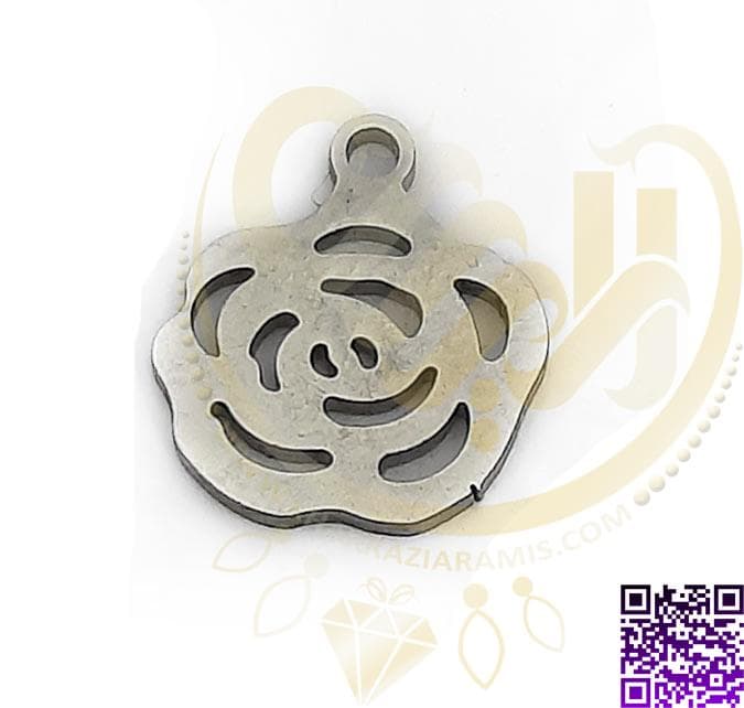 اویز استیل نقره ای گل رز کد151