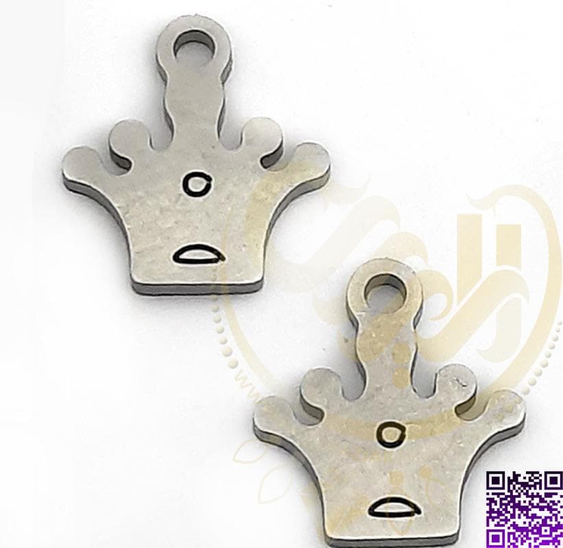 اویز استیل نقره ای تاج کد181