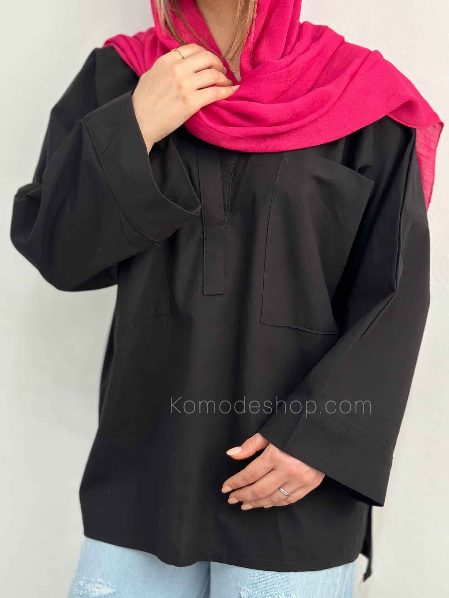 شومیز مانتویی جلو بسته یقه هفت دلسا — تصویر ۶