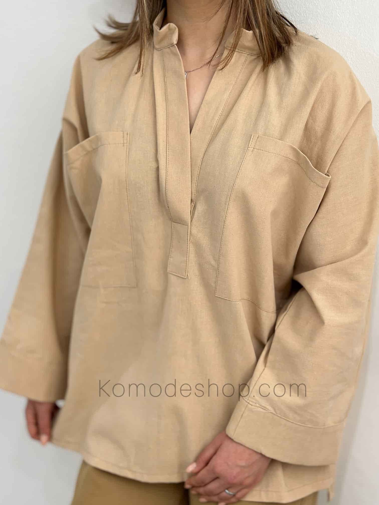 شومیز مانتویی جلو بسته یقه هفت دلسا — تصویر ۹