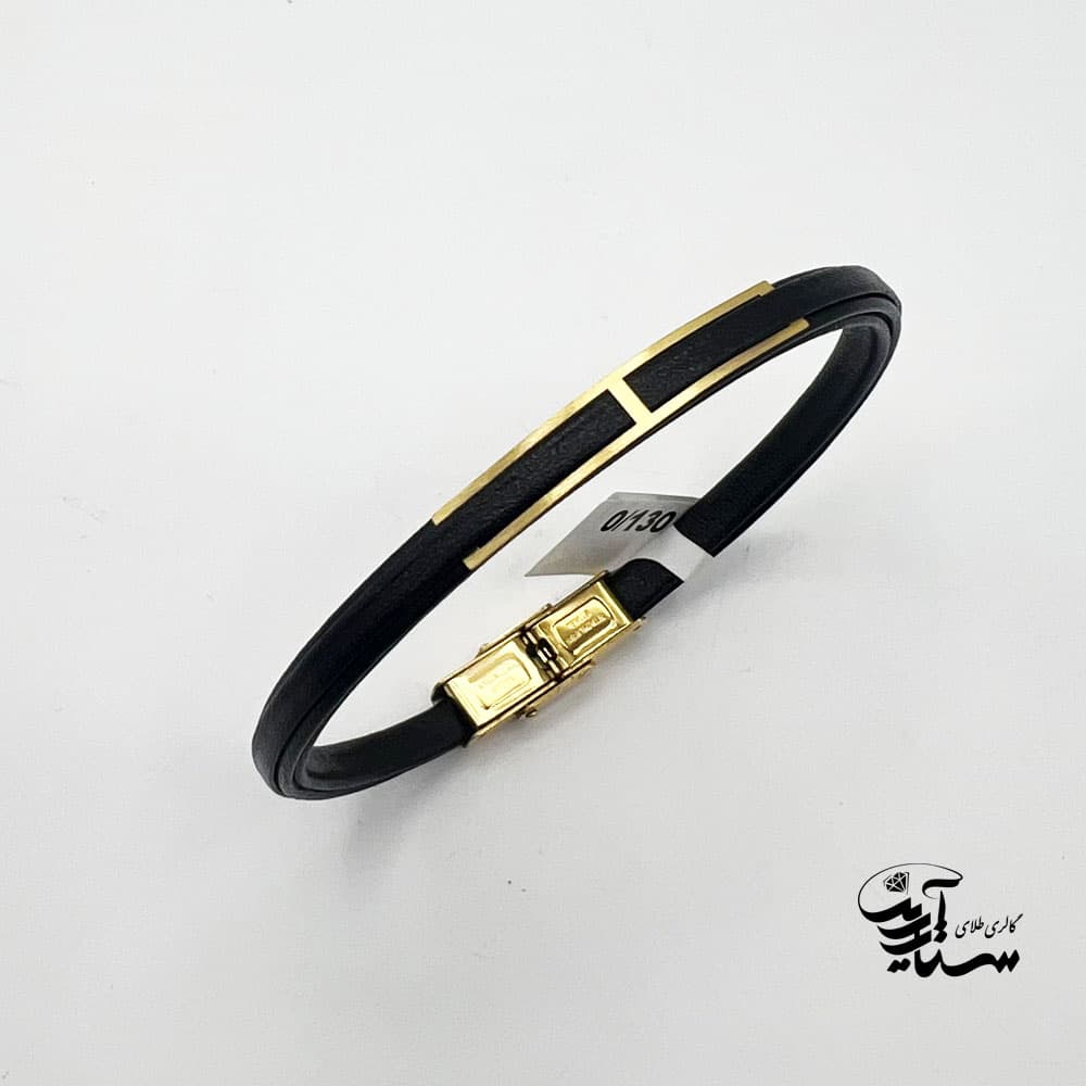 دستبند چرم و طلا کد 1121