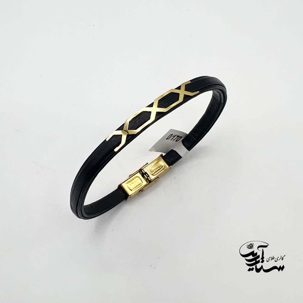 دستبند چرم و طلا کد 1119