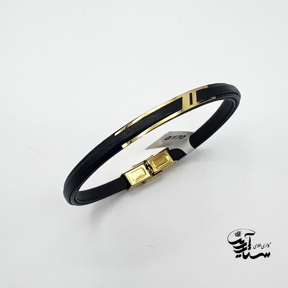 دستبند چرم و طلا کد 1118