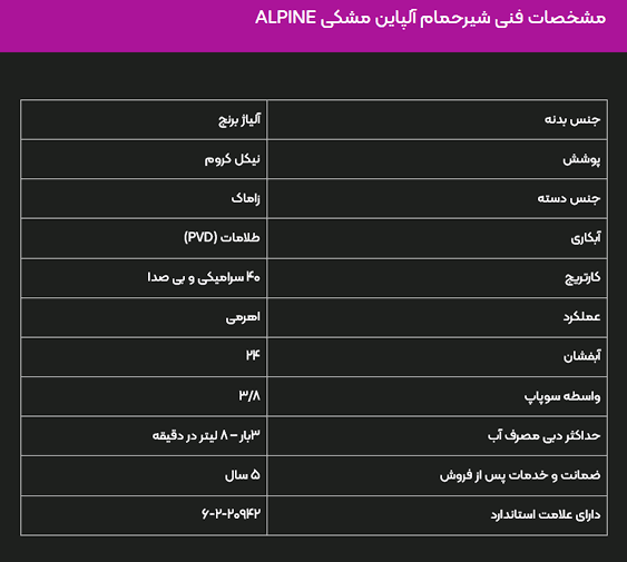 شیر دوش البرز روز مدل آلپاین مشکی — تصویر ۲