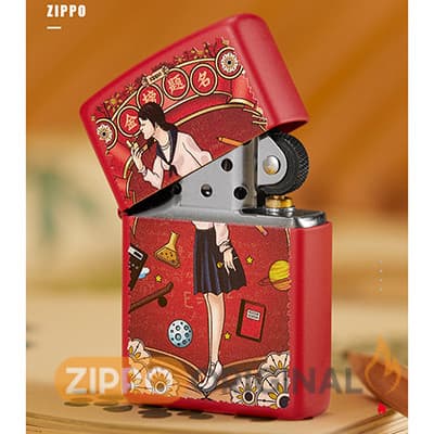 زیپو اصل مدل windy girl red limited