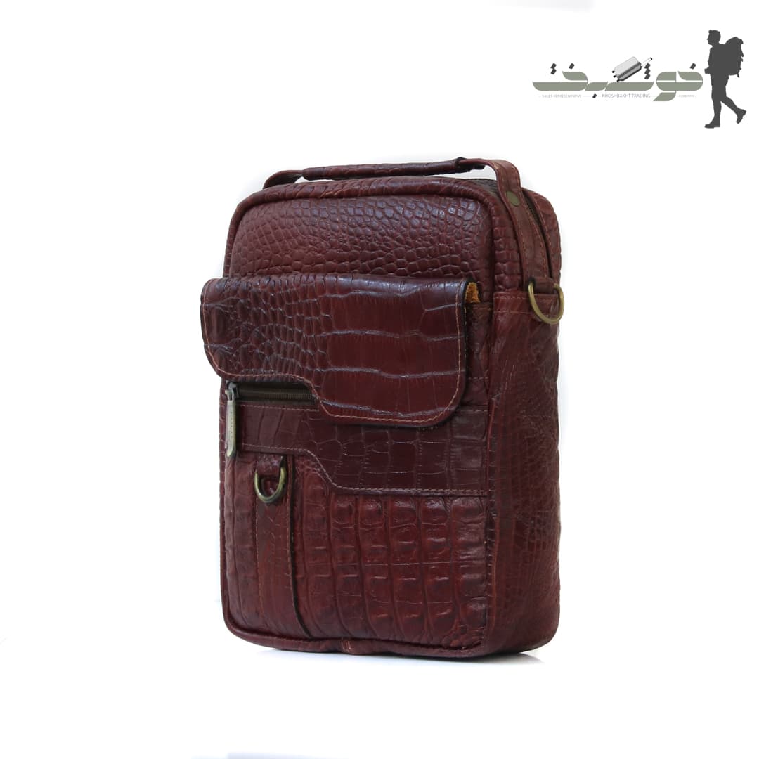 کیف دوشی چرم مدل نیم زیپ — تصویر ۳