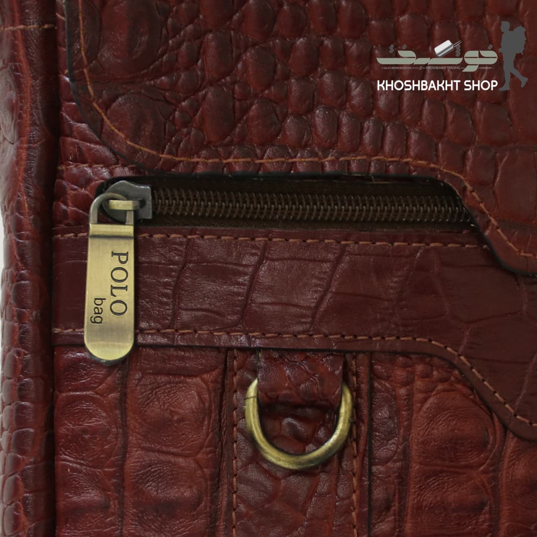 کیف دوشی چرم مدل نیم زیپ — تصویر ۵