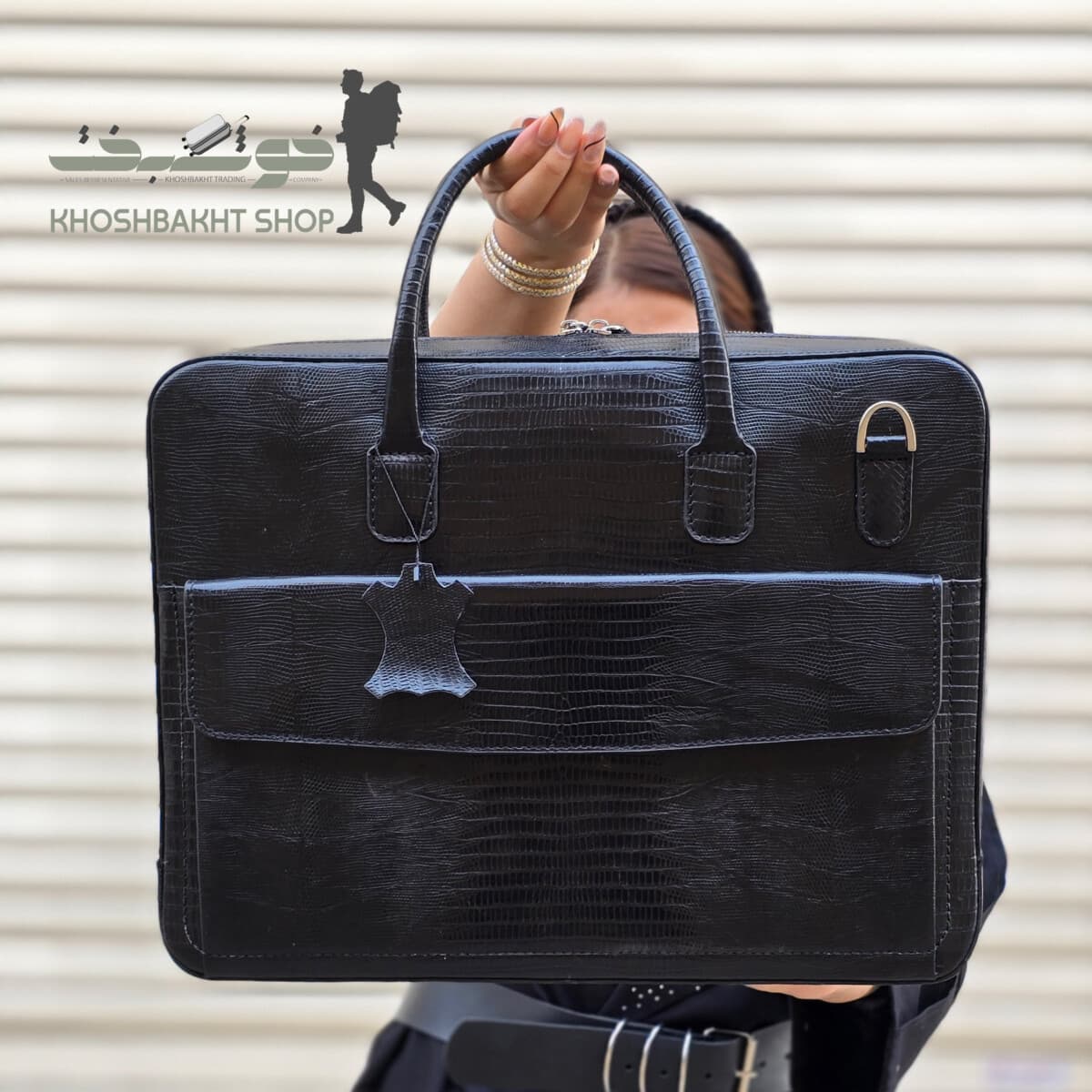 کیف اداری چرم جلو سرخونه — تصویر ۵