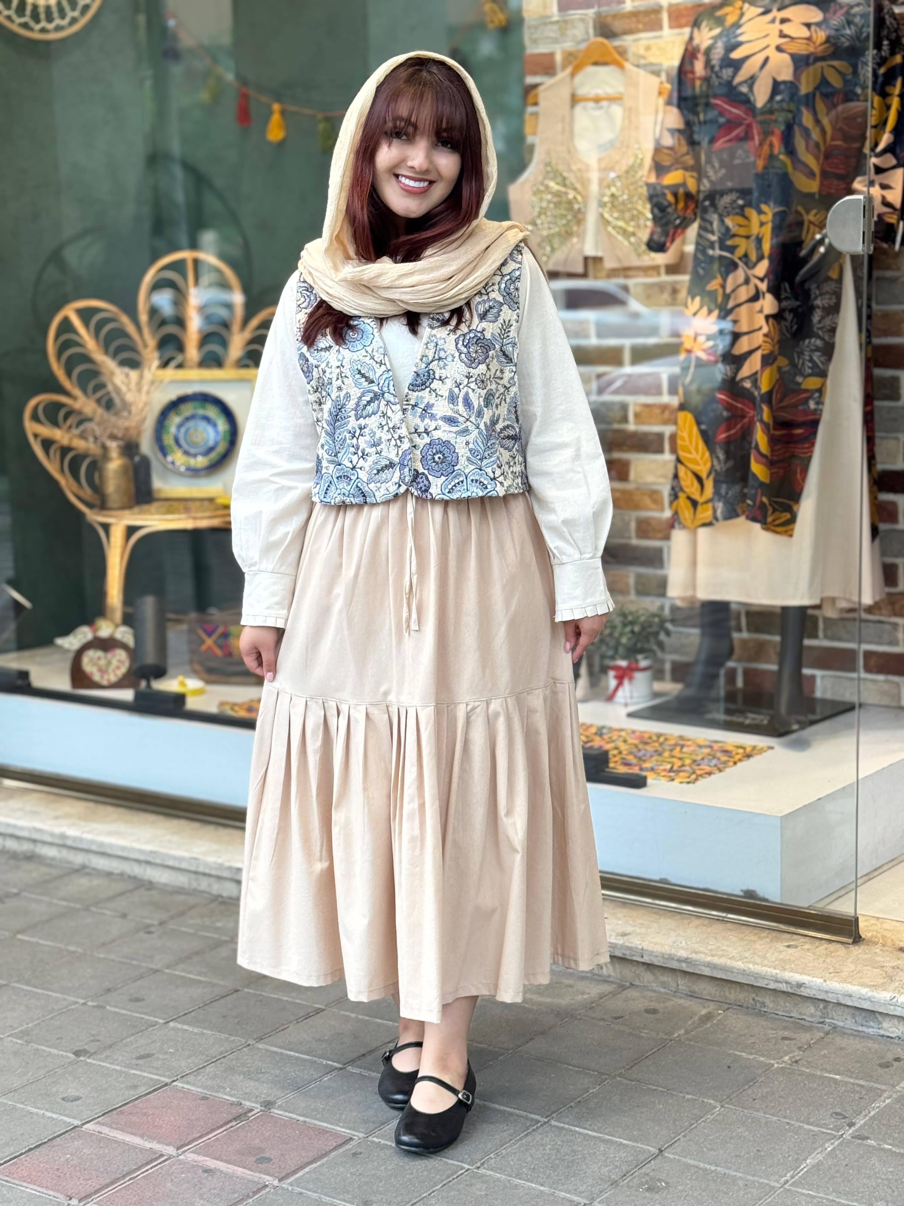 دامن چیندار کرم