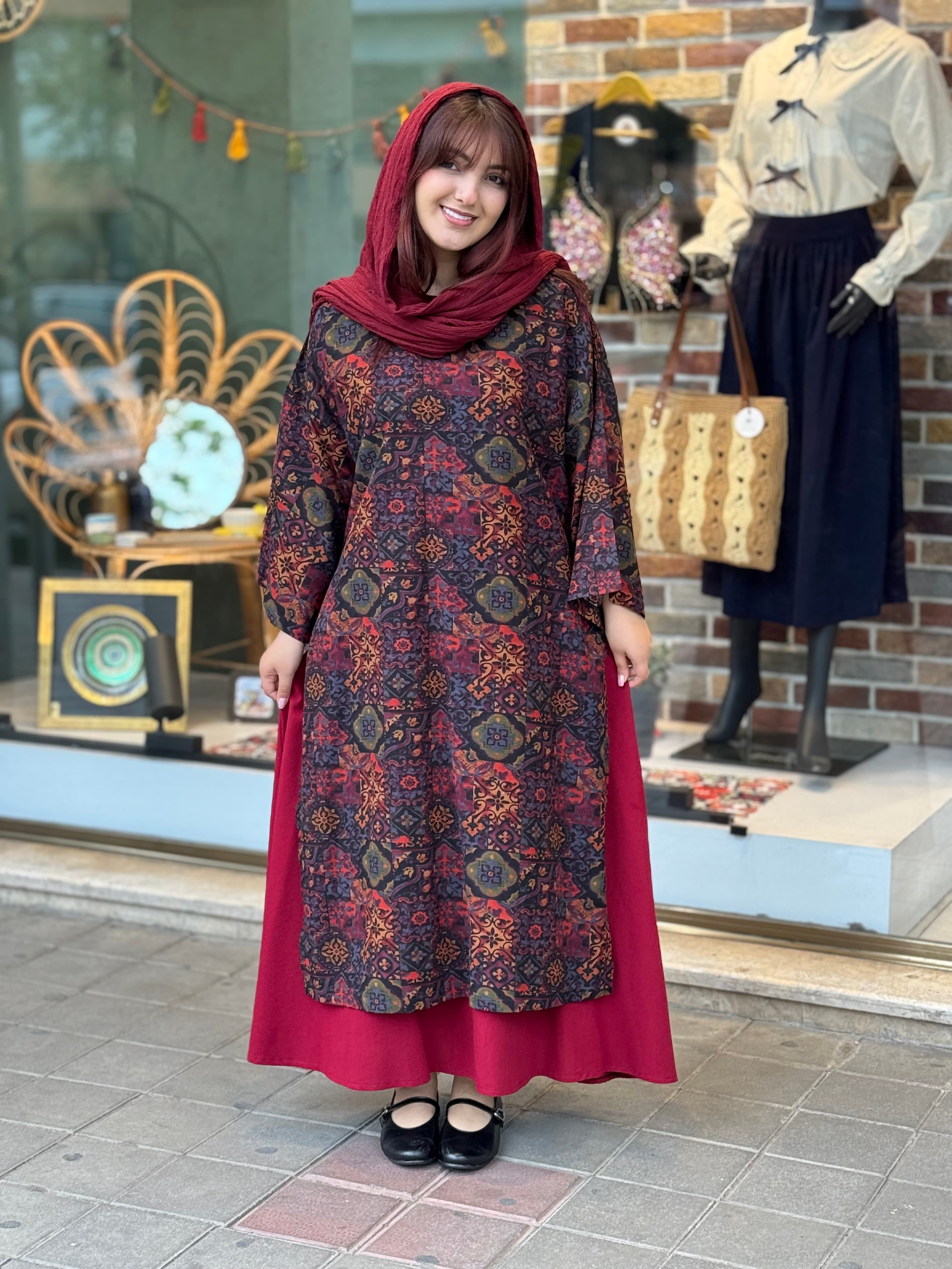 ست گیلدا عنابی طرح گلیم