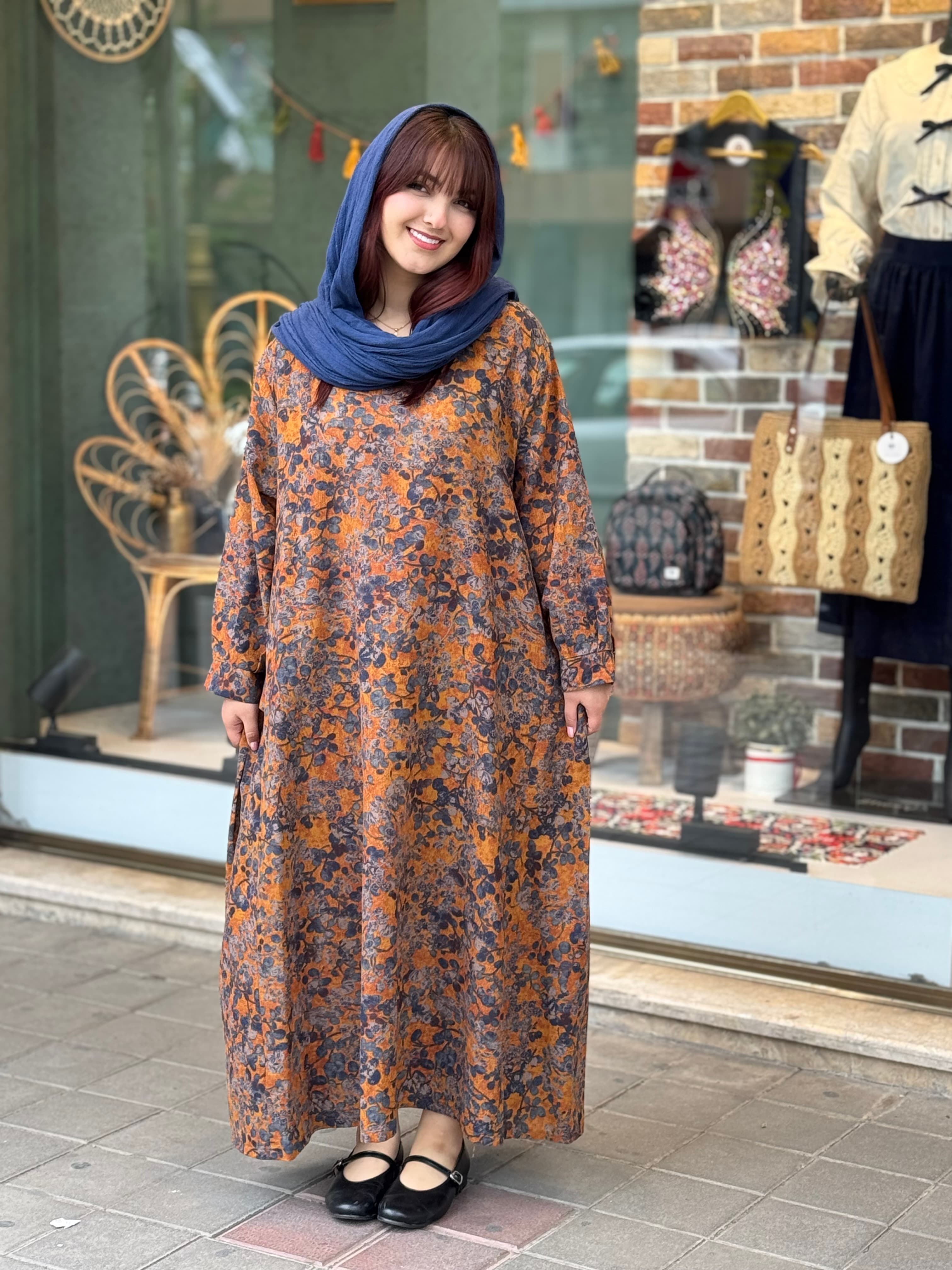 پیراهن آیگل طرح چاپی آجری طوسی