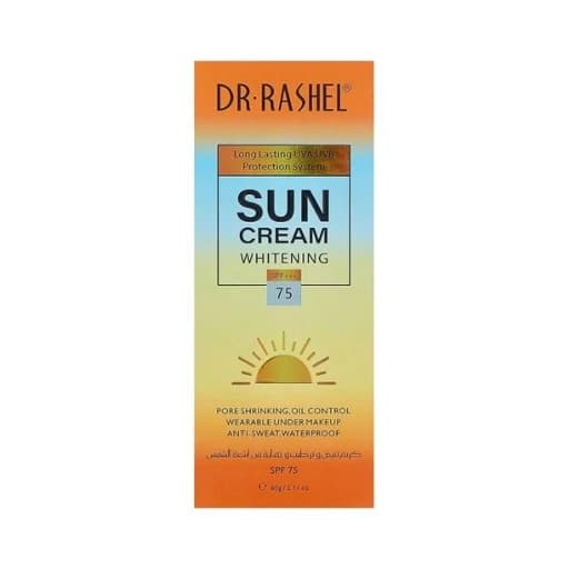 کرم ضدآفتاب SPF75 بی رنگ دکتر راشل ضدلک و کوچک کننده منافذ و سفید کننده پوست صورت
