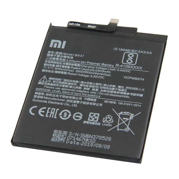باتری موبایل BN37 ظرفیت 3000 میلی آمپر ساعت مناسب برای گوشی موبایل شیائومی redmi 6a