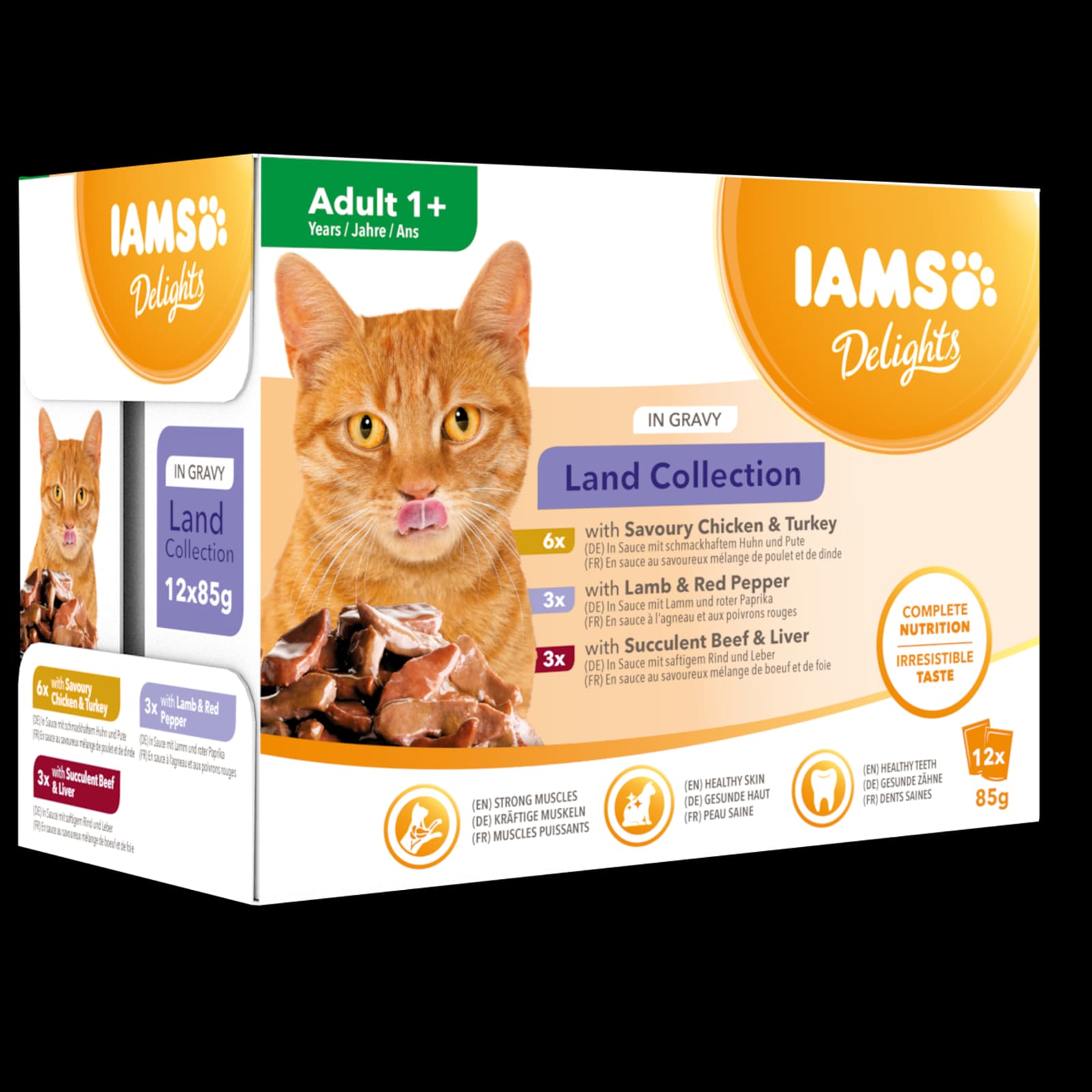 پوچ گربه IAMS گوشت‌های بره، مرغ و بوقلمون