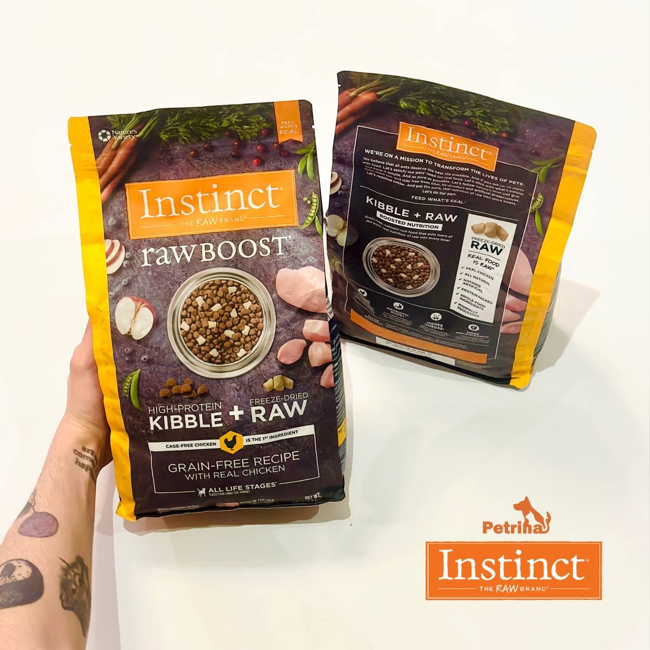 غذای سگ اینستینکت گوشت مرغ ارگانیک و بدون قفس | بدون غلات 1/8 کیلو | INSTINCT® DOG FOOD RAW BOOST REAL CHICKEN