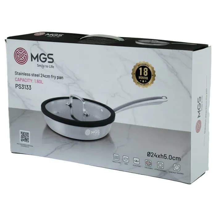 تابه 24 استیل تک دسته لیزری درب سیلیکون MGS PS3133 — تصویر ۶