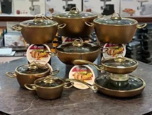سرویس قابلمه 16 پارچه فورج یراق استیل (تیتانیومST) دسته باکالیت MGS