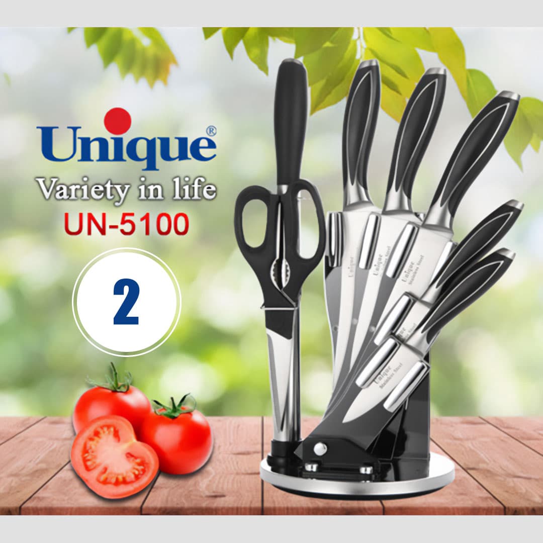 سرویس چاقو آشپزخانه یونیک پروانه 8 پارچه کد UN-5100 — تصویر ۲