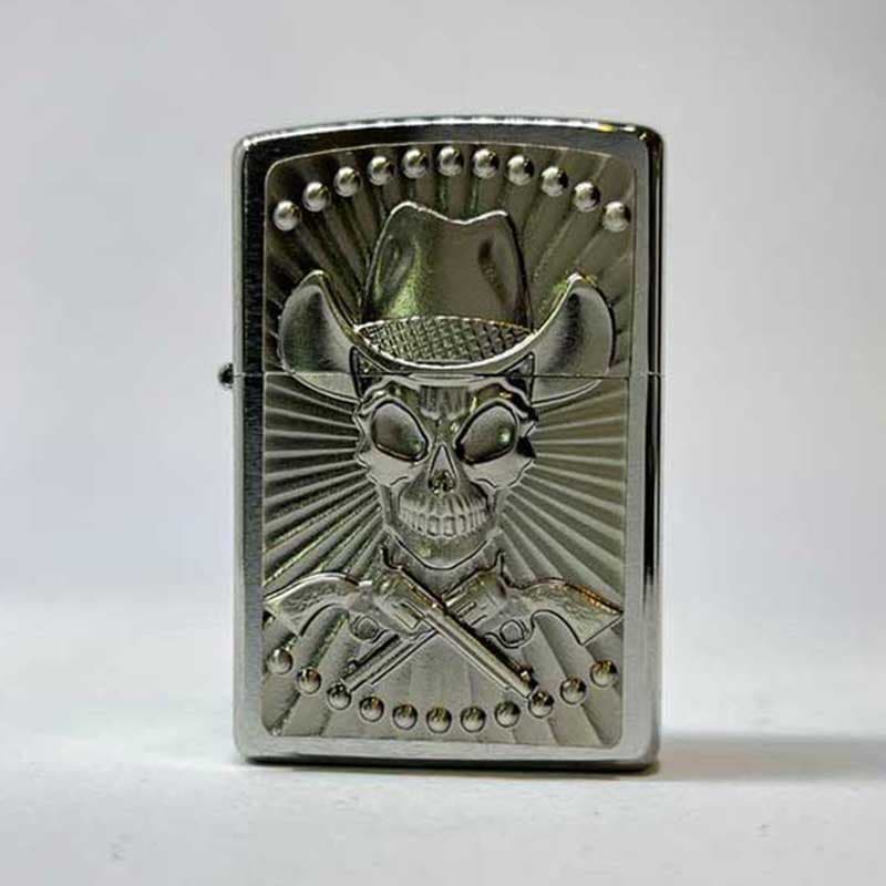 فندک زیپو اصل اسکلت کابوی پلاکدار zippo
