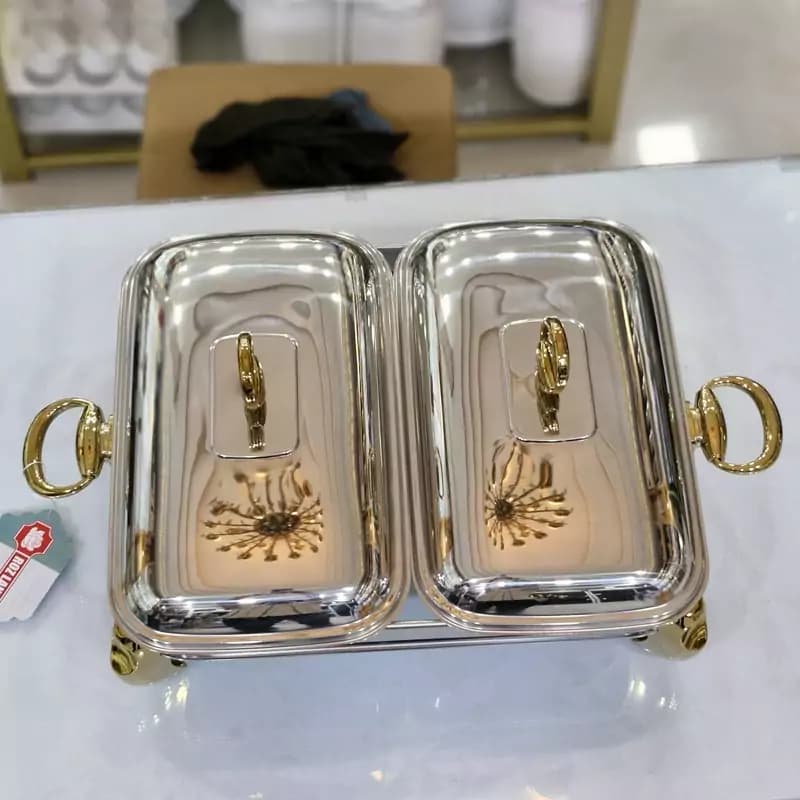 سوفله خوری رزلند دوقلو مدل پافیلی استیل طلایی — تصویر ۴