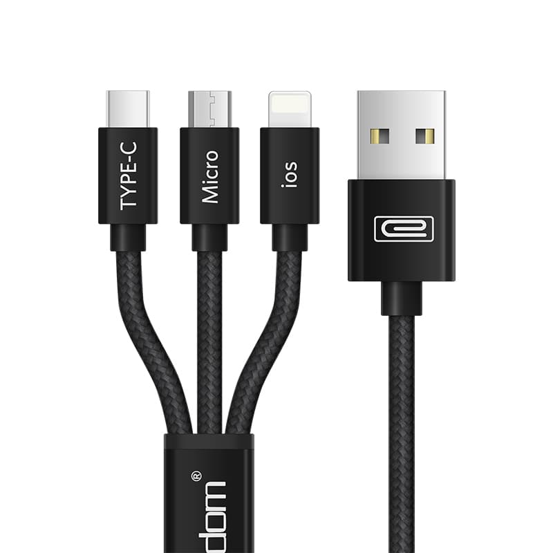 کابل تبدیل USB به USB-C / MicroUSB / لایتنینگ ارلدام مدل EC-IMC015 طول 1.2 متر