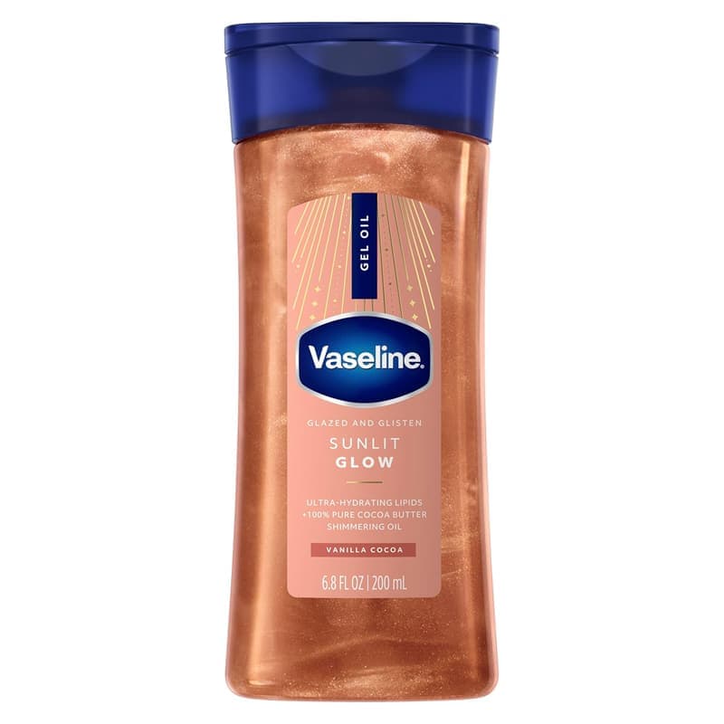 روغن بدن ژلی شاین وازلین Vaseline مدل Glazed and Glisten Sunlit Glow رایحه Vanilla Cocoa(200 میل)