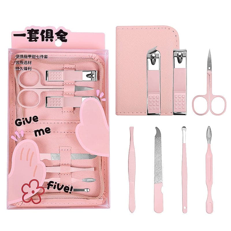 ست مانیکور و پدیکور 7 تکه به همراه کیف چرمی UUYP مدل Give Me Five