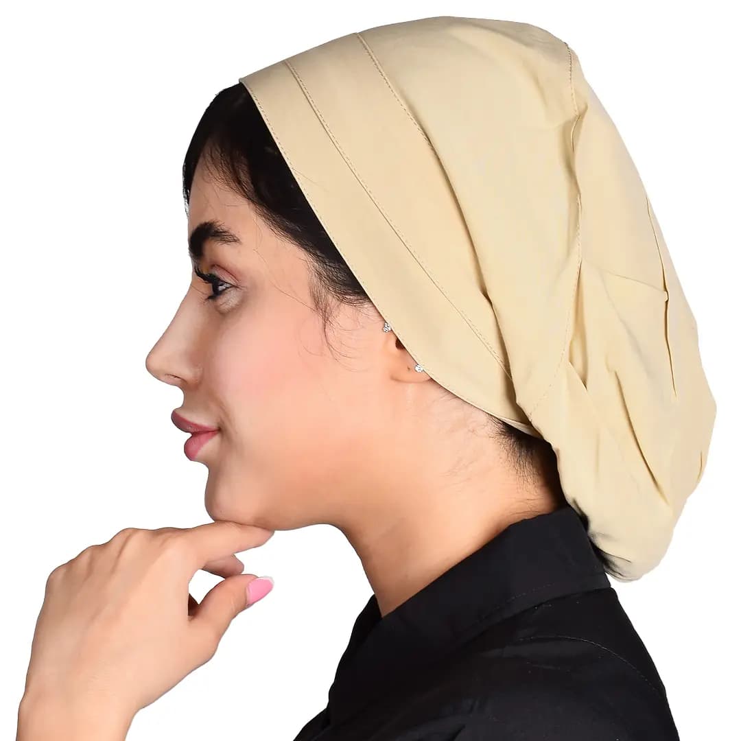 کلاه حجاب ساده کرم — تصویر ۳