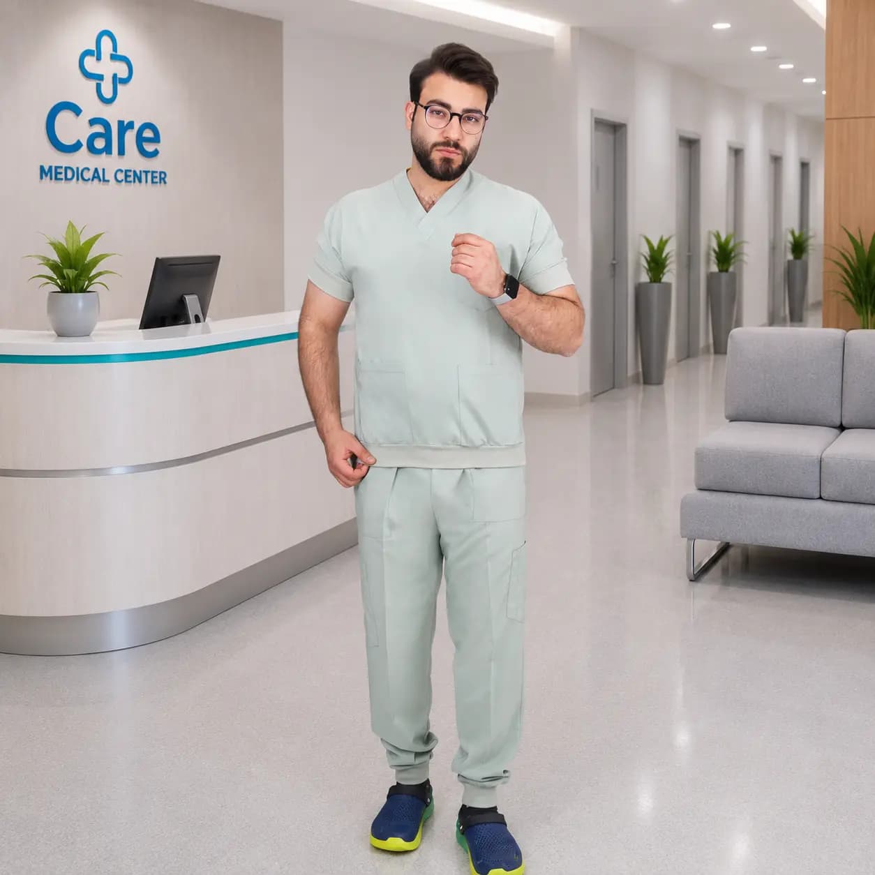 اسکراب شلوار برند سینوهه مدل (Gary plus) سبز پاستیلی — تصویر ۳
