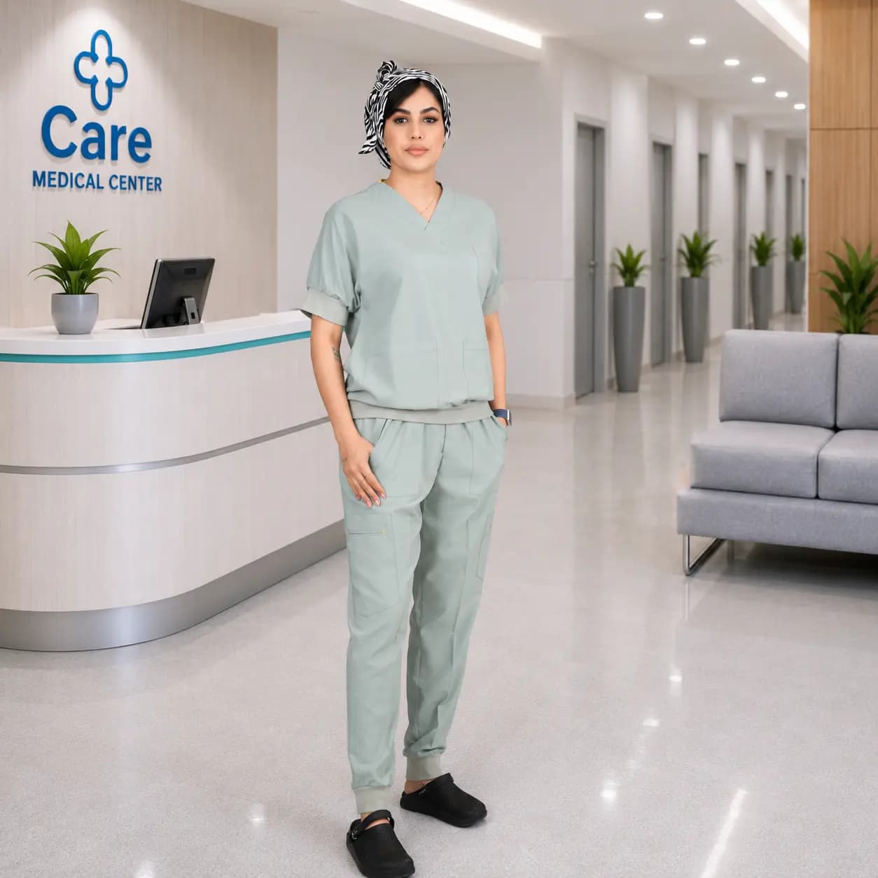 اسکراب شلوار برند سینوهه مدل (Gary plus) سبز پاستیلی — تصویر ۲