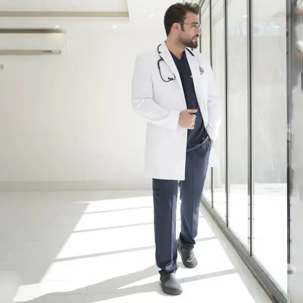 روپوش سفید مردانه برند سینوهه مدل کتی بلند(۸۴-۸۸سانت)آستر کشی شده — تصویر ۲