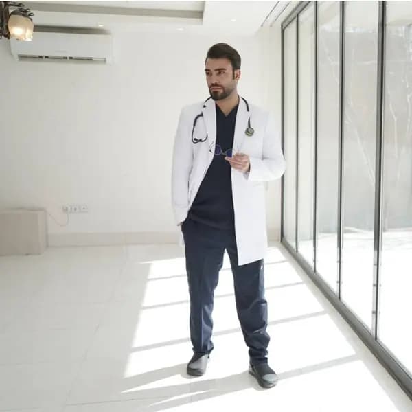 روپوش سفید مردانه برند سینوهه مدل کتی بلند(۸۴-۸۸سانت)آستر کشی شده — تصویر ۶