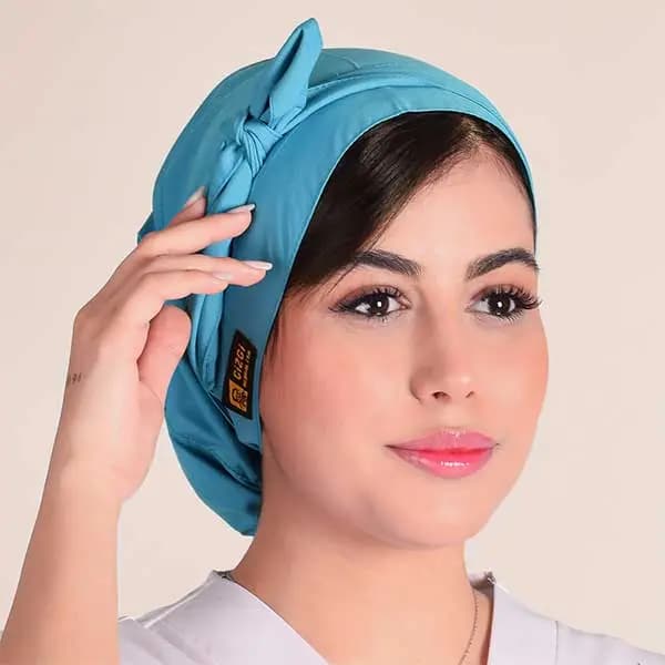 كلاه حجاب ساده سبز آبى
