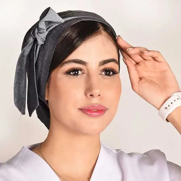 کلاه حجاب ساده طوسى جين
