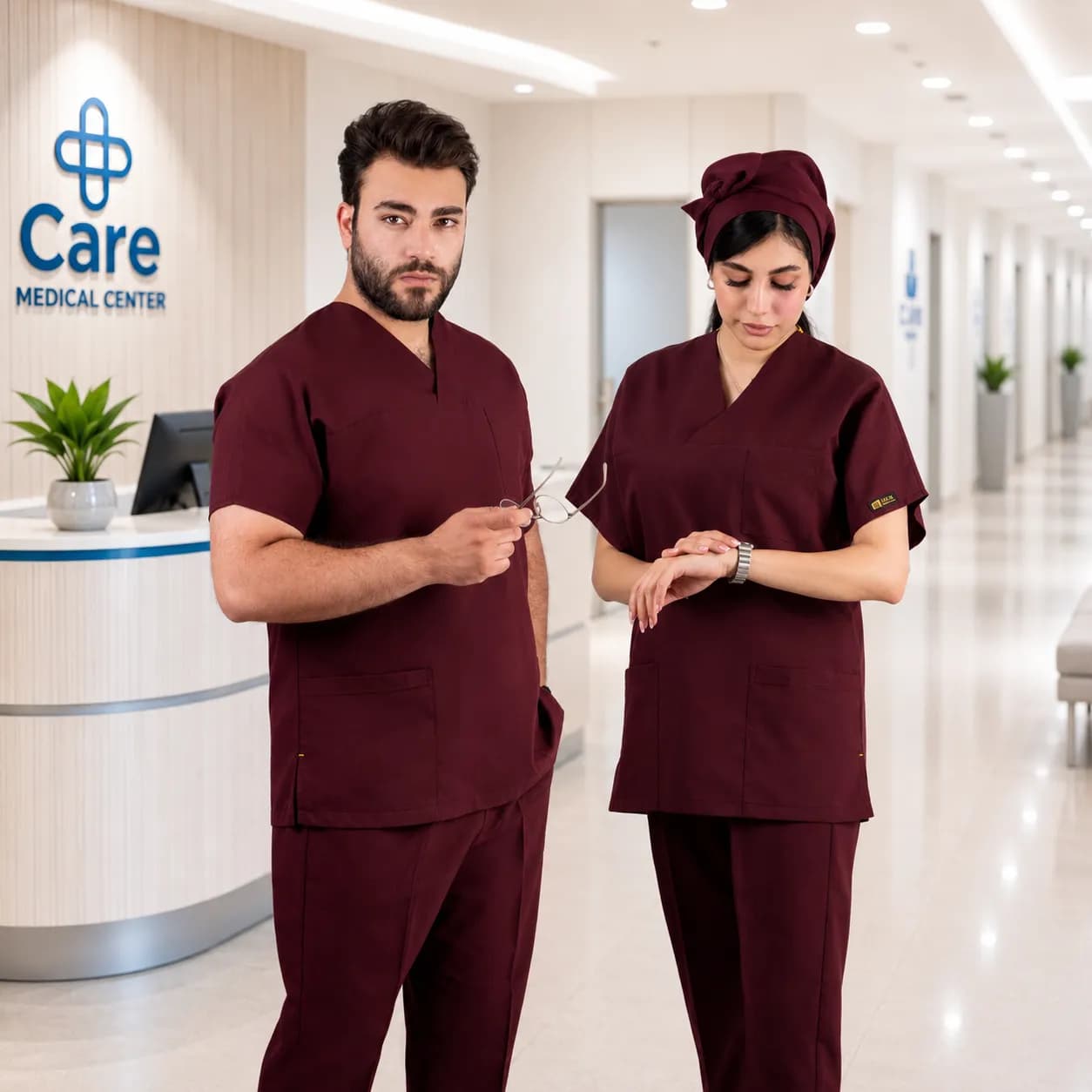 اسکراب شلوار برند سینوهه مدل(Cizgi Medical) زرشکی — تصویر ۲