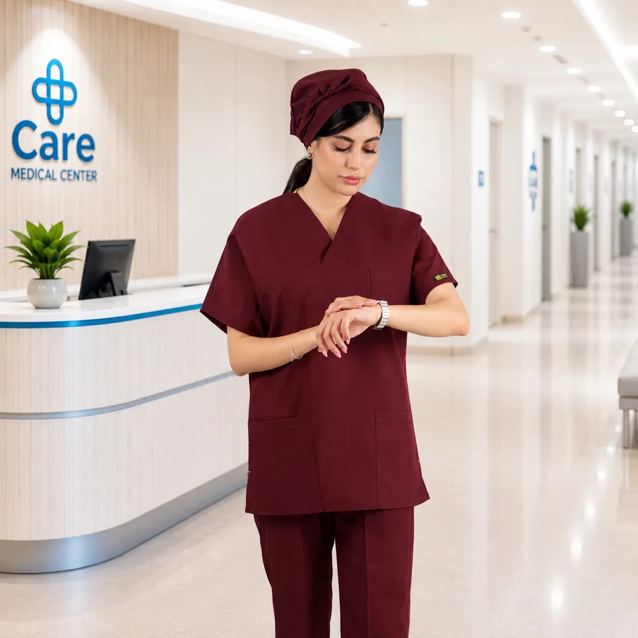 اسکراب شلوار برند سینوهه مدل(Cizgi Medical) زرشکی — تصویر ۳