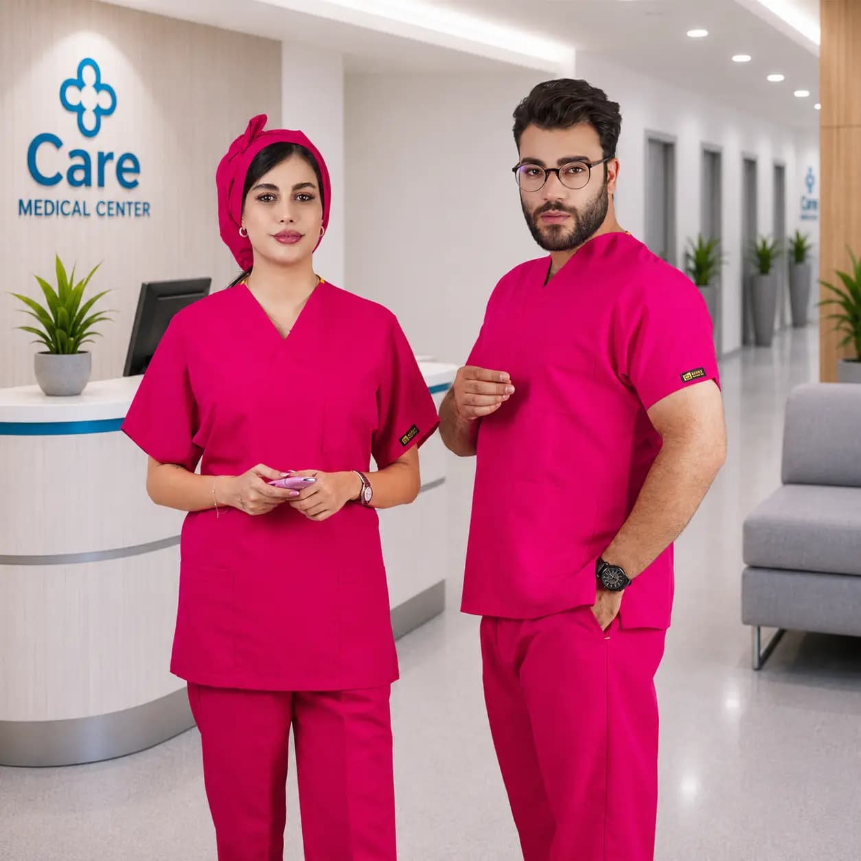 اسکراب شلوار برند سینوهه مدل(Cizgi Medical) سرخابی — تصویر ۲
