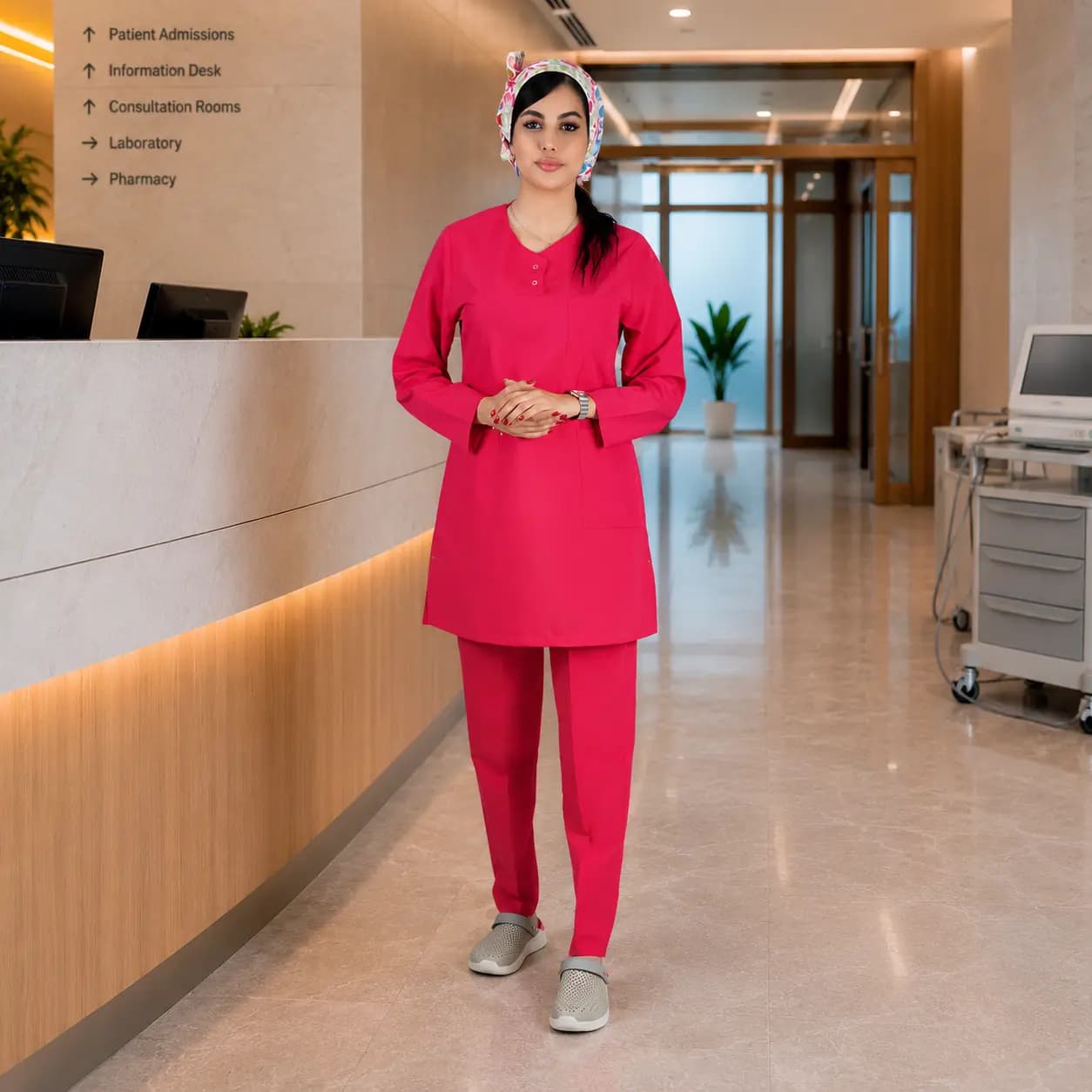 تونیک شلوار برند سینوهه مدل (Cizgi Medical) سرخابی