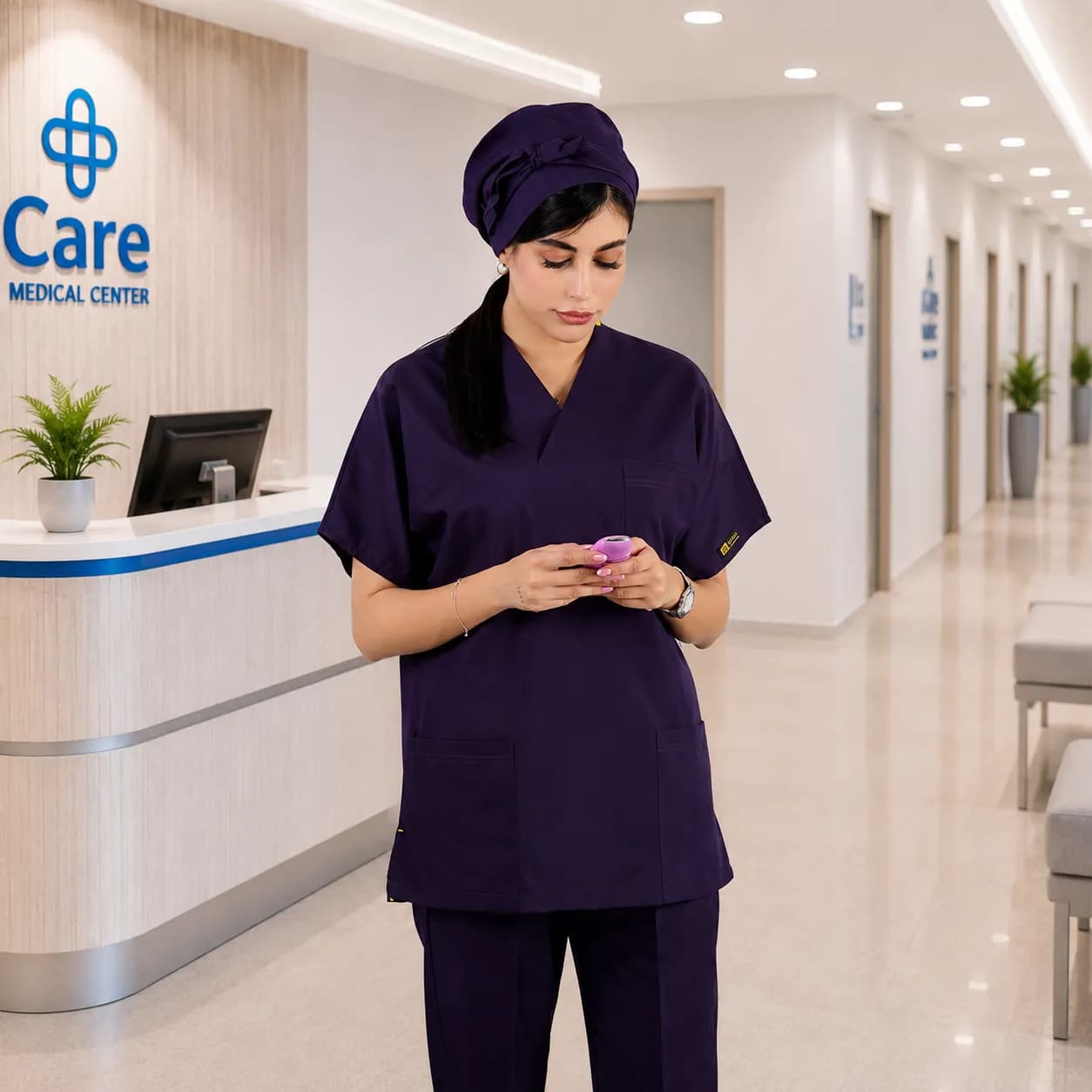 اسکراب شلوار برند سینوهه مدل(Cizgi Medical) بادمجونی — تصویر ۴