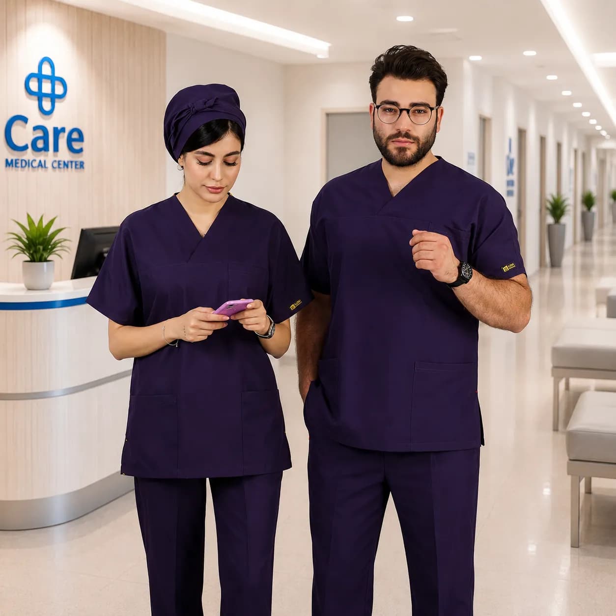 اسکراب شلوار برند سینوهه مدل(Cizgi Medical) بادمجونی — تصویر ۲