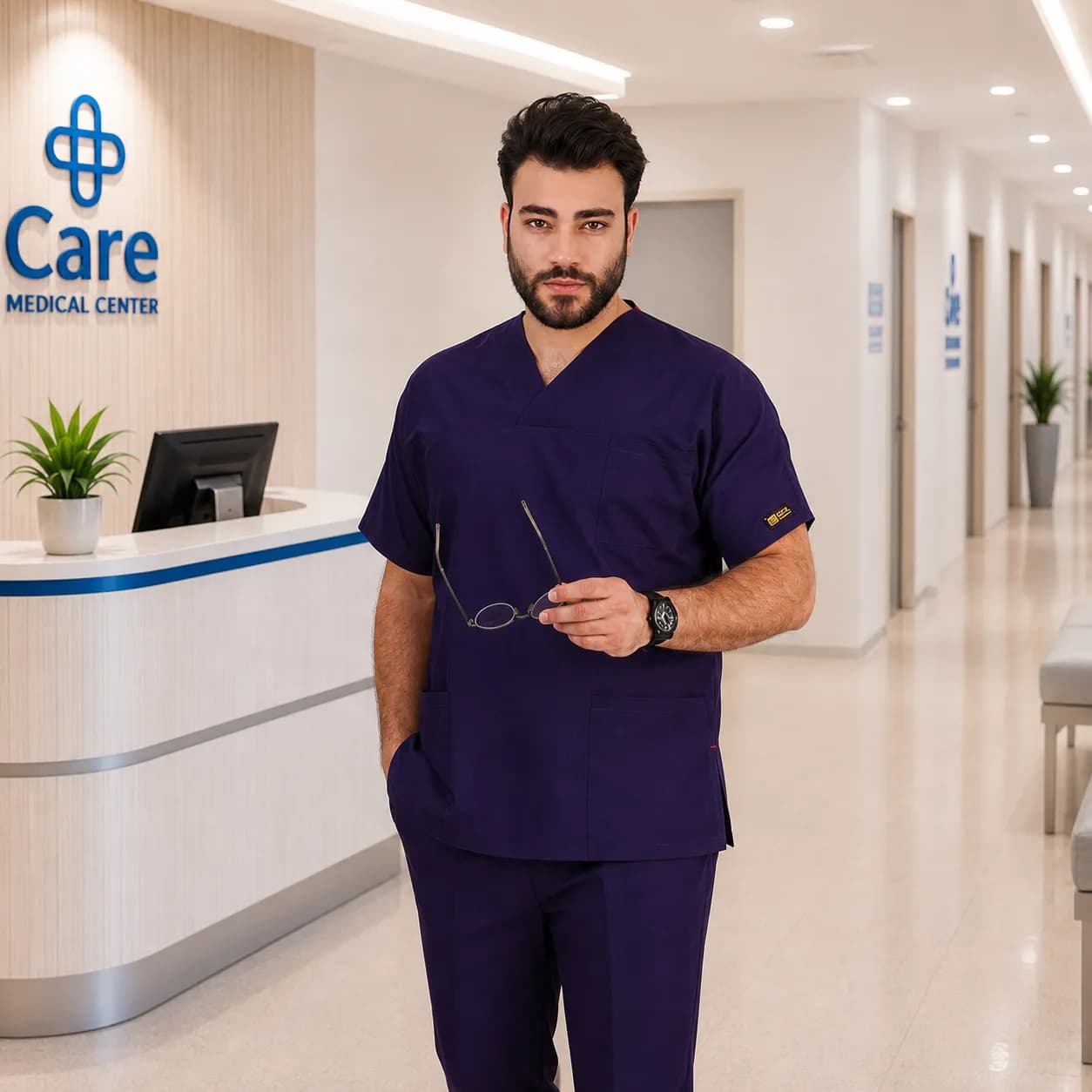 اسکراب شلوار برند سینوهه مدل(Cizgi Medical) بادمجونی — تصویر ۳