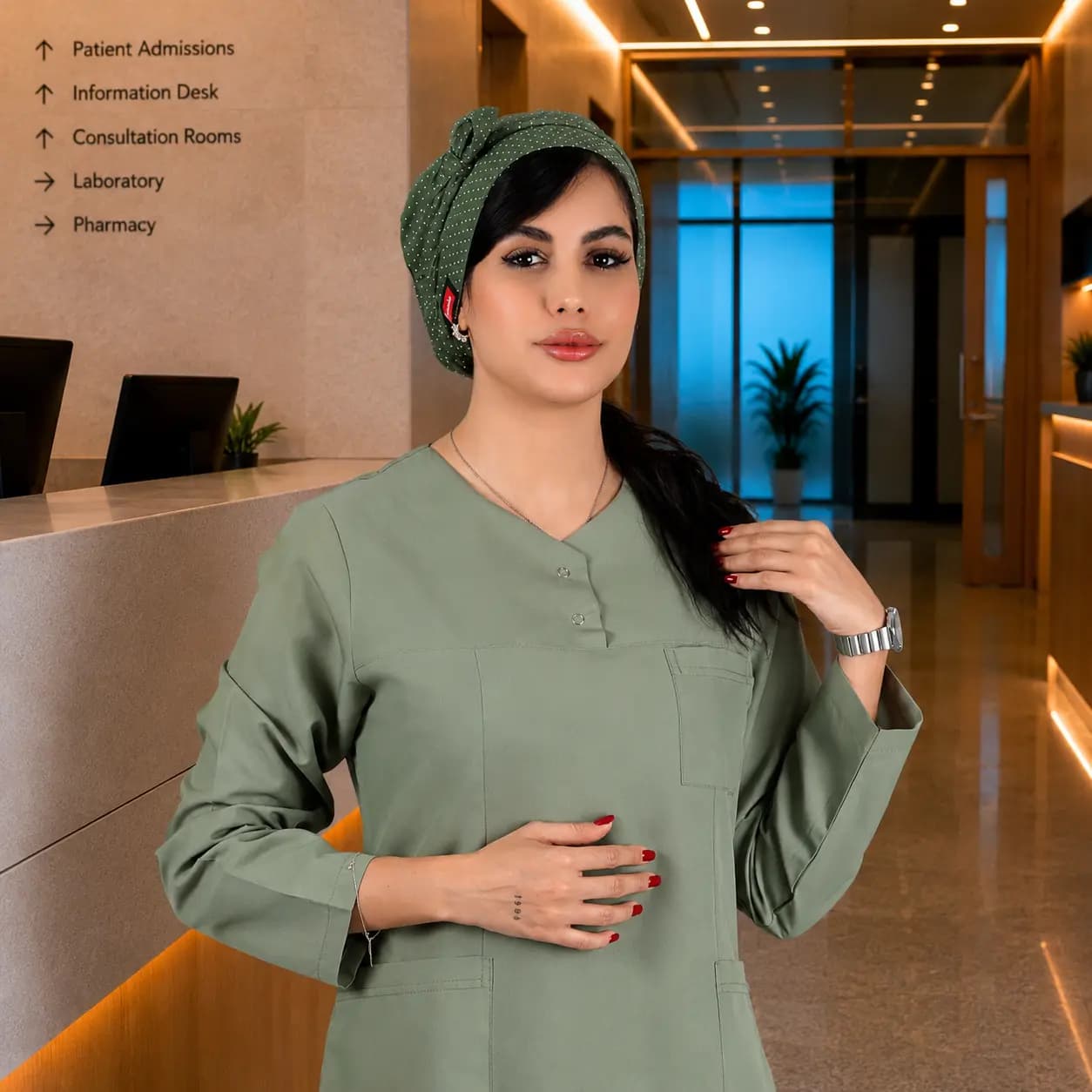 تونیک شلوار برند سینوهه مدل (Cizgi Medical) سبز پسته‌ای — تصویر ۳
