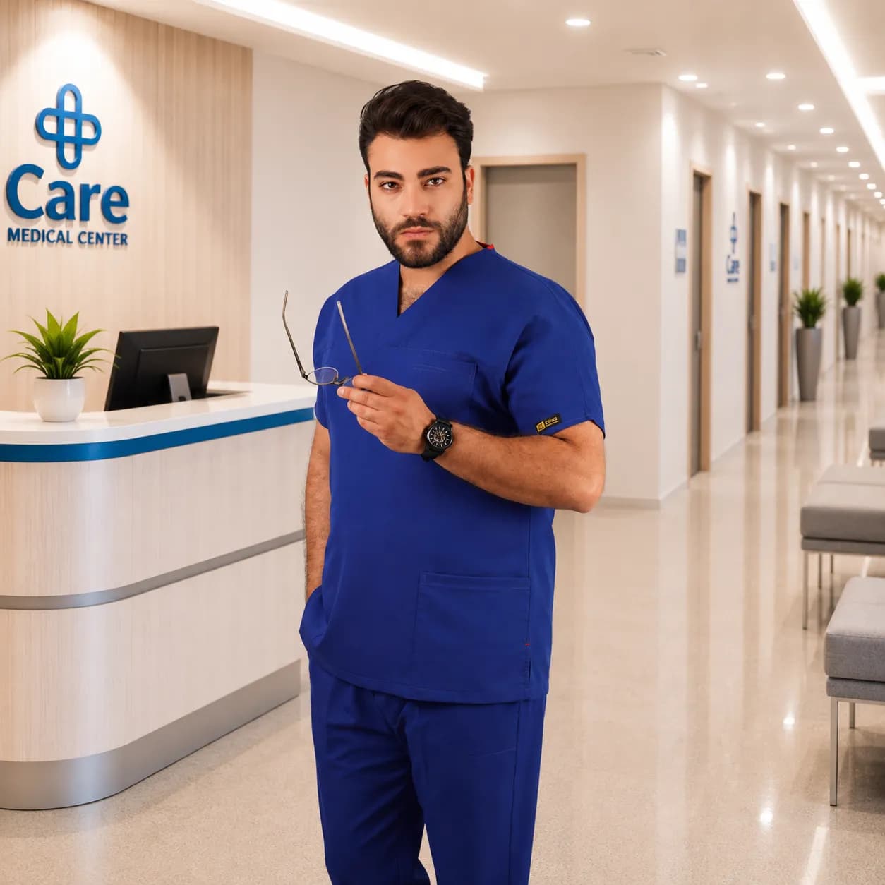 اسکراب شلوار برند سینوهه مدل(Cizgi Medical) آبی کاربنی — تصویر ۳