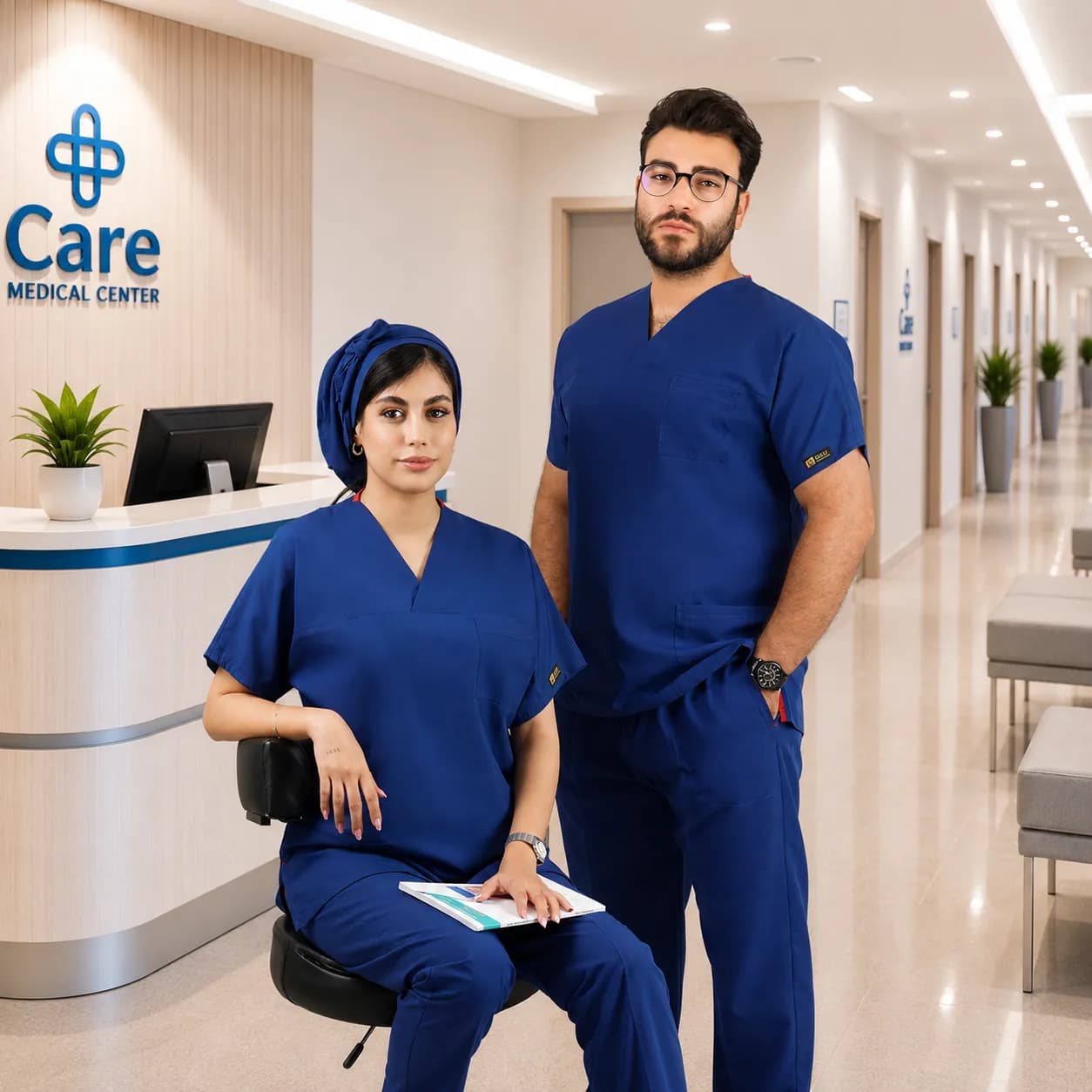 اسکراب شلوار برند سینوهه مدل(Cizgi Medical) آبی کاربنی
