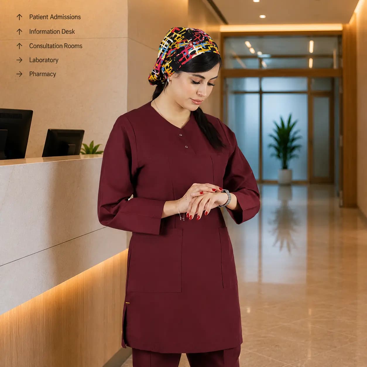 تونیک شلوار برند سینوهه مدل (Cizgi Medical) زرشکی — تصویر ۳